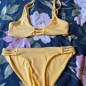 Yellow Ribbed Bikini Set